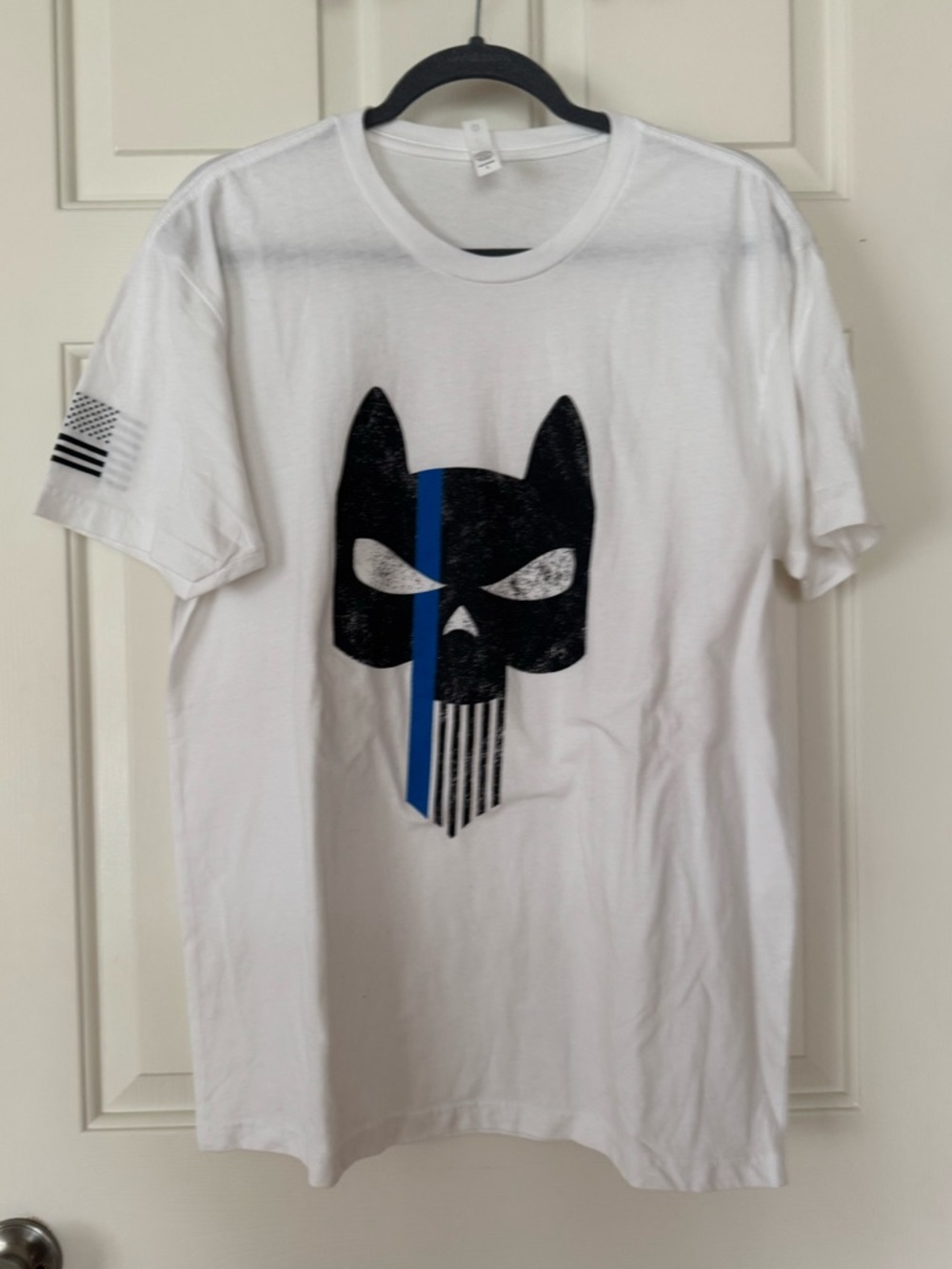 Next Level Apparel Law Enforcement Thin Blue Line Punisher Skull T-Shirt, Large